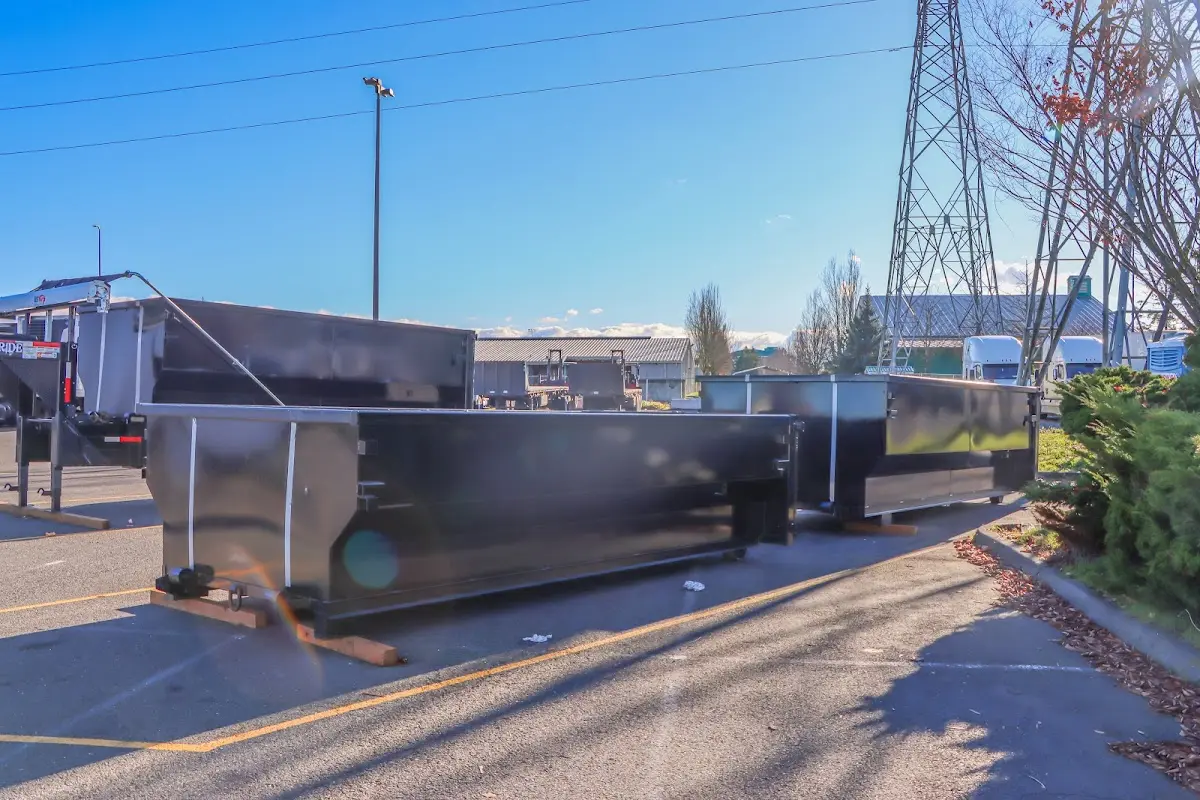 Roll-off dumpster ready for waste disposal at job site for 2 Yard Dumpster Rental in Lake Bluff